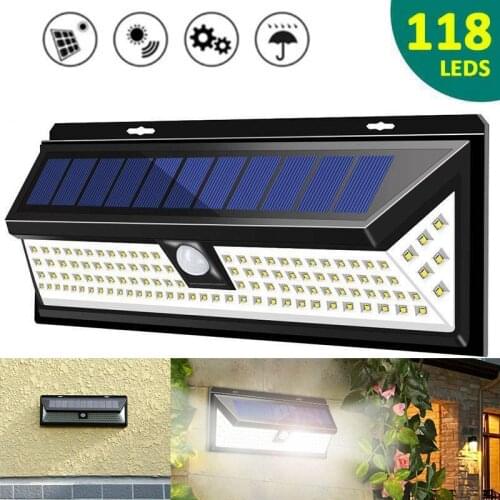 118 LED Solar Powered Motion Sensor Lamp Home Security Waterproof PIR Sensor Wall Light For Outdoor Garden Yard