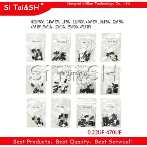 12valuesX10pcs=120pcs 0.22UF-470UF Aluminum electrolytic capacitor component diy assortment kit new and original