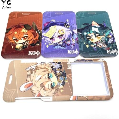 Anime Genshin Impact Cards Venti Hutao Zhongli Diluc Xiao Man Card Set Cover Badge Pendant Cute Bag Pendant Key Ring Gifts