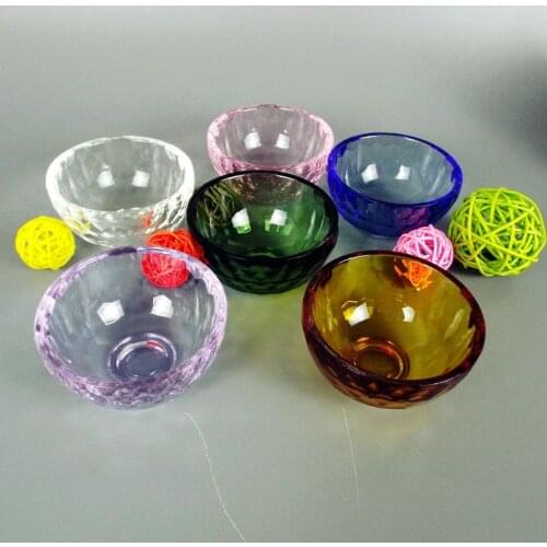 80mm Colorful Crystal Glass Bowl Holy Water Cup Buddhist Utensils Home Decoration