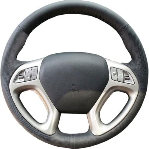 DIY Genuine Leather Car Steering Wheel Cover For Hyundai ix35 Tucson 2 2011-2015/ Protect Steering-wheel