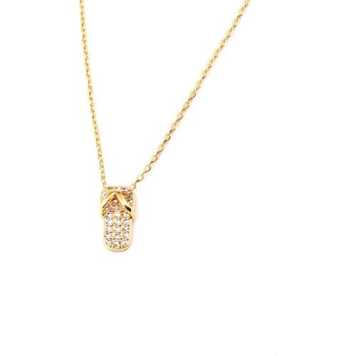 Design Mini Exquisite Inlaid Rhinestone Gold Slipper Necklace For Woman 2021 Korean Fashion Jewelry Girls Sexy Clavicle Chain