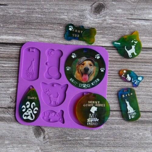 E56A Crafts Jewelry Keychain Making Tool Dog Tag Epoxy Resin Mold Pet Pendant Silicone Mould