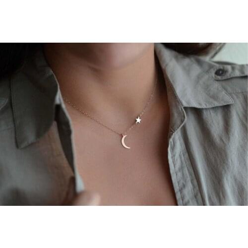 Europe America Cross Border Ornament Simple All-match Copper Moon XINGX Pendant Necklace Womens Short Clavicle Necklace