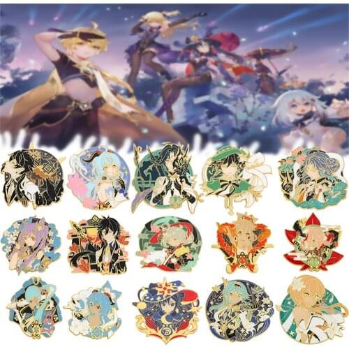 Game Genshin Impact Venti Keqing Xiao Ganyu Pins Metal Badge Button enamel coat Brooch Collection Medal Souvenir Cosplay Jewelry