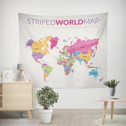 World map tapestry color printing home fabric decoration tapestry can be customized