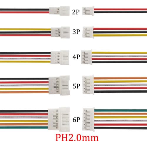 2/5/10 Pairs 10CM JST PH2.0 Electrical Wire Connectors 26AWG PH2.0mm 2P 3P 4P 5P 6Pin Male Female Plug Jack JST Cable Connector