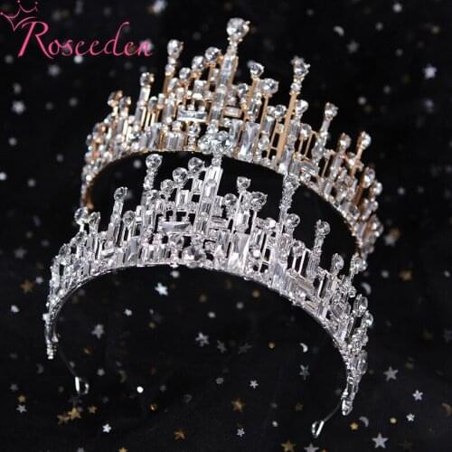 Royal Queen King Tiaras and Crowns Women Pageant Prom Diadem Wedding Hair Ornaments RE4103