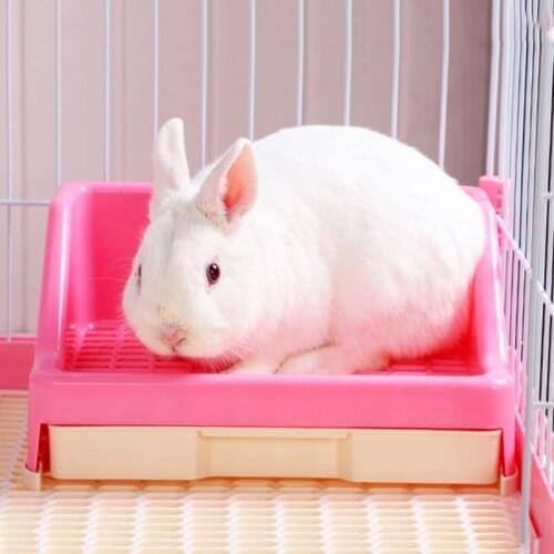 Rabbit Litter Box Drawer Litter Pan Plastic Grid Bunny Supplies Pet Waste Station for Small Animals Cage Accessories
