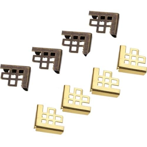 50pcs Brass Corner 16mm Protector Hollow Grid Antique Bronze/Gold Decor Old Style Photo Frame Album Wood Jewelry Box Wine Case