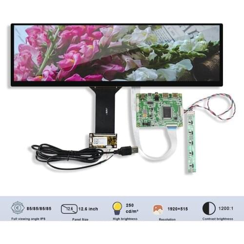 Original BOE NV126B5M-N41 12.6 Inch Touch LCD Display With Board SRGB Resolution 1920*515 IPS Advertising Gaming Display