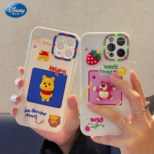 Original Disney Winnie the Pooh Silicone Luxury Cartoon Phone Case for Apple iPhone 12 Pro Shockproof Case Cover zz07127