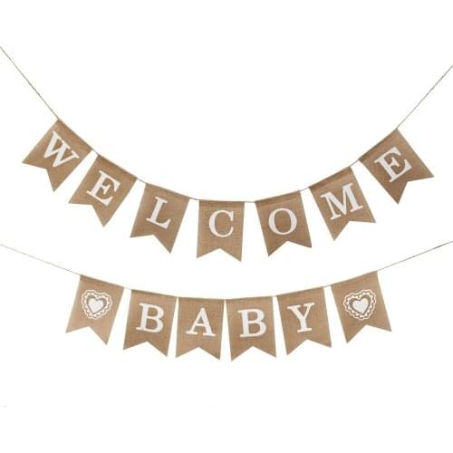 2.8m Party Flags "Welcome Baby" Garland Butting Banners Linen Flags Dovetail Flag Holiday Jungle Party Decoration Festa Infantil