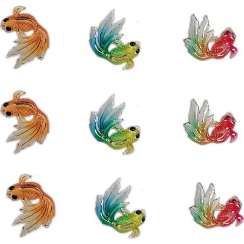 Rainbow Gradient Resin Goldfish Resin Flatback Cabochon for Women Girl Dangle Earrings Statement Jewelry Making