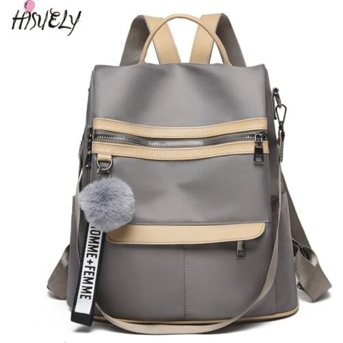 HISUELY New Fashion Hairball Women PU Leather Travel Backpack High Quality School Bag for Girl Shoulder Bag Sac Feminina BG912B