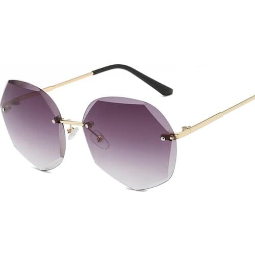 Vintage Sunglasses Women Brand Designer Fashion Rimless Gradient Sun Glasses Shades Cutting Lens Ladies Frameless Eyeglasses