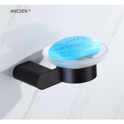 Bathroom Dish Plate Soap Dish Holder Container Soap Box Dispenser Soap Rack Matte Black Stainless Steel Wall Mounted Kitchen