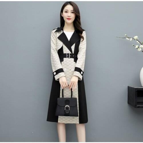 Brand new Fashion 2021 Fall /Autumn Casual Double breasted Simple Classic Long Trench coat with belt Chic Female windbreaker