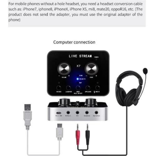 External Sound Card Headset Microphone Webcast Personal Entertainment Live Broadcast Voice Changer for Cellphone