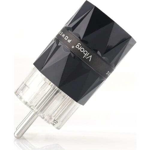 Viborg VE503R+VF503R 99.99% Pure Copper Transparent rhodium Plated Schuko EU Hifi audio Power cable Extenstion adapter Plug