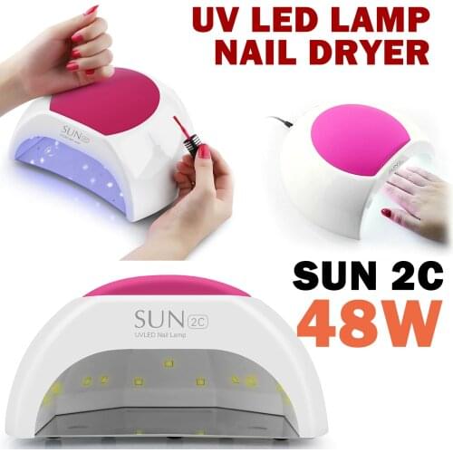 SUN 2C 48W UV LED Nail Lamp Curing Gel Polish Dryer LCD Display 30s/60s/90s Timer Auto Sensing Pedicure Manicure