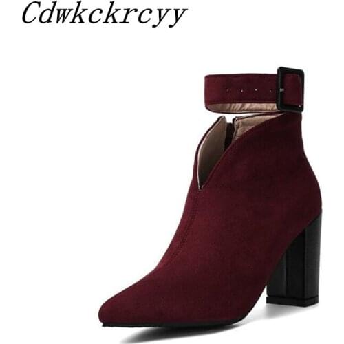 Winter New pattern fashion Cusp Fine heel Martin Short boots black sexy temperament Keep warm High-heeled banquet Women Boots