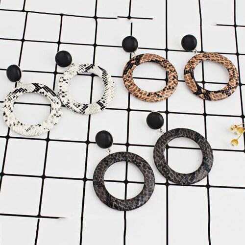 Snake Print Womens Earrings For Women Fashion Jewelry Serpent Round Earrings Party Collection Statement Accessories