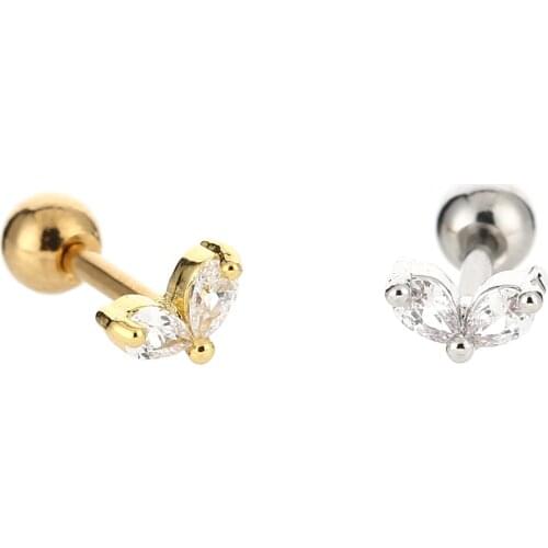 10pcs Free Shippment Stainless Steel Bar CZ Gems Ear Helix Bar Cartilage earring tragus ring Earring Ear Studs e Hot