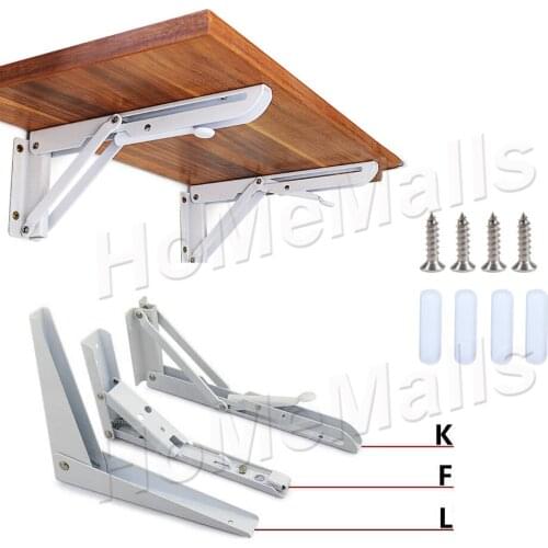 2pcs Triangle Folding Angle Brackets White Adjustable Wall Mounted Durable Bearing Shelf Bracket DIY Table Bench Home Hardware
