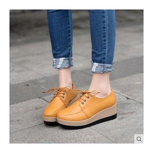 2020 brown new Womens Shoes Genuine Leather platform sneakers slip on casual shoes female wedge sneakers for women fashion shoe