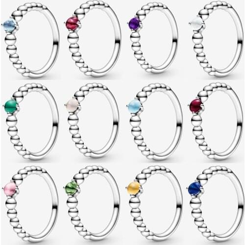 2020 New 925 sterling silver 12 months Passionate Red Beaded Ring For Women Fashion popular daily wear ring jewelry