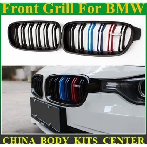 3 Series ABS Plastic dual slat M color Racing Grille Bumper Grill For BMW F30 316d 318i 320i 325d 328i 328d 330d 335i M Color