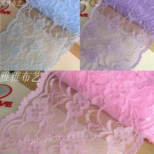 5 Yard/Lot Exquisite Diy clothes accessories pink purple blue bilateral flower elastic lace trim embroidery lace fabric 14cm