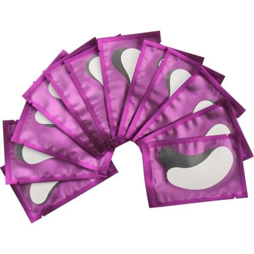 50 Pairs Under Eye Pads New Design Eye Gel Patches Lint Free Eyelash Pad for Lash Extension Beauty Eyes Mask Tool Kit Purple