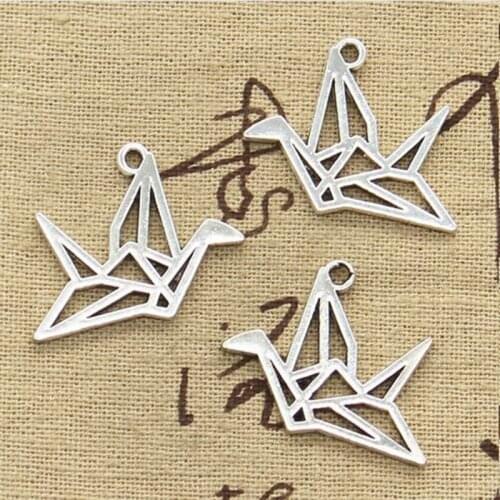 6Pcs Origami Paper Cranes Charms Antique Silver Color Tone Pendant Findings Diy Accessories Handmade Jewelry Makeing Supplies