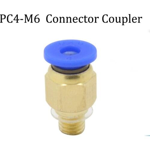6pcs/lot 3D Printer Hot Head PC4-M6 Fitting Connectors for OD 4mm Ptfe Tube M6 6mm Connector Extruder Feed for 3mm Filament