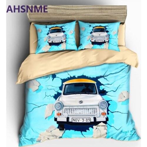 AHSNME Customizable Pattern Bedding set Cars Out of Wall in Quilt Cover High-definition Print Home Textiles