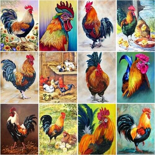 DIY 5D Diamond Painting Chicken Animal Farm Diamond Embroidery Cross Stitch Kits Full Round Drill Mosaic Rhinestone Home Decor