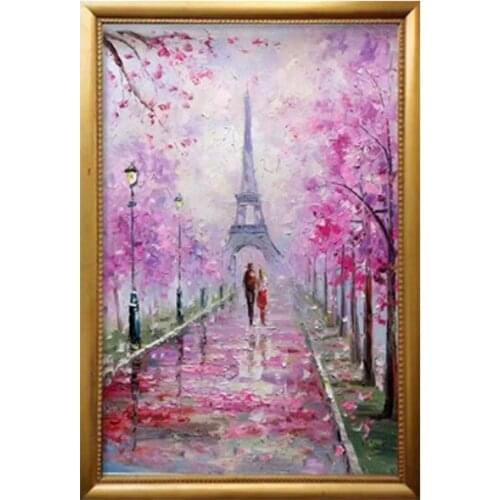 TT Nordic Style Flower Home Decoration Painting Hallway Pure Hand Drawing Oil Painting Corridor Pink Cherry Blossom Hanging