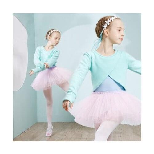 Autumn and winter childrens dance costume long-sleeved plus velvet suit childrens ballet exercise clothing childrens gymnasti