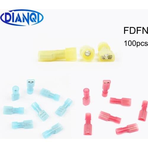DIANQI FDFN1.25-250 1-187 2-187 2-250 FDFN5.5-250 NYLON brass Female Insulated Spade joint Cable Wire Connector 12-10AWG FDFN