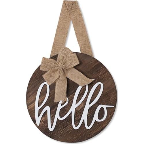 Door Hanging Ornament Plaque Sign Custom Welcome Logo Bar Eco-friendly Brown White Round Shape Environmental Knot Country Style