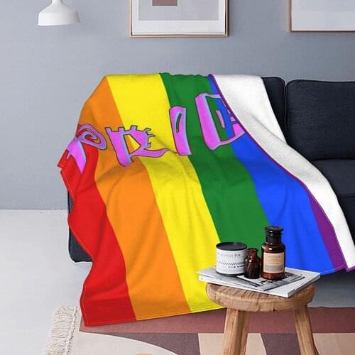 Gay Lesbian Bisexual Colorful Rainbow LGBT Pride Gifts Blanket Throw for All Seasons Bed & Sofa Soft Light Fleece Blankets Quilt