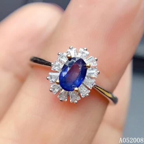 KJJEAXCMY boutique jewelry 925 sterling silver inlaid natural sapphire ring delicate ladies lovely ring support testing