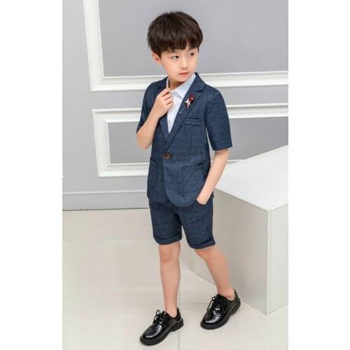 New vest sets of childrens suits summer boys' short-sleeved suits clothes flower party childrens dresses performance costume
