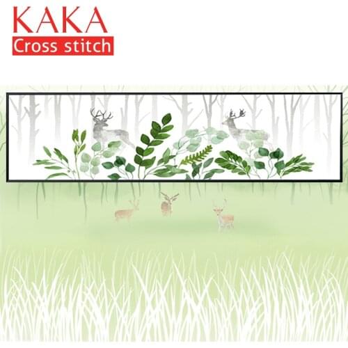 KAKA Cross stitch kits Embroidery needlework sets with printed pattern,11CT canvas,Home Decor for garden House,5D Plants Deers