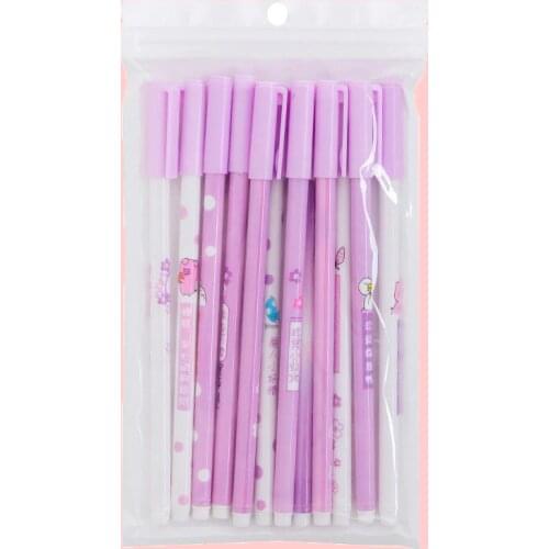 12 Pcs Purple Cute Pretty Girl Girls Heart Gel Pen Set WritingTools Student Creative Neutral Pen School Offfice Supplies