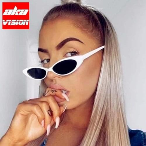 AKA VISION 2021 Small Cateye Sunglasses Women Vintage Eyewear For Women/Men Brand Designer Glasses Women Oval Gafas De Sol UV400