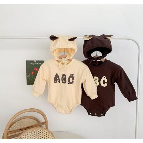 Newborn Baby Long Sleeve Solid Bodysuit Infants Girl Boy Letter Print Romper Jumpsuit Autumn Baby Clothes Set