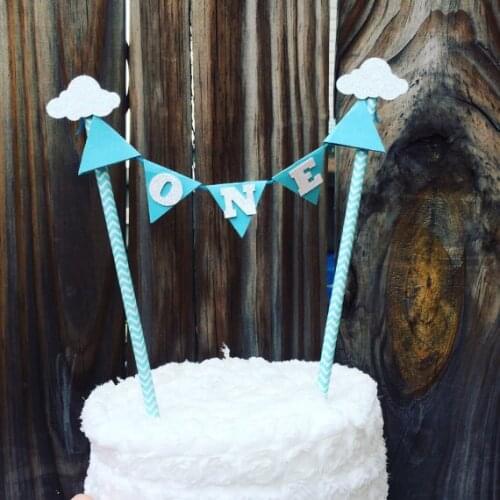 Personalized kids birthday Clouds cake buntings cupcake toppers banners baby shower party doughnut food picks photo props